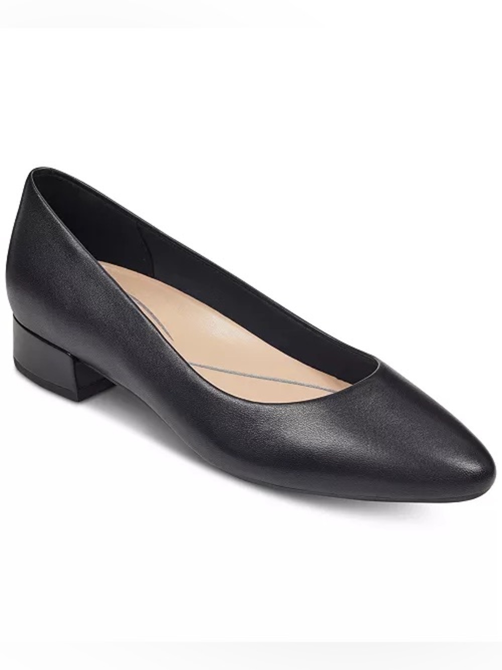 Easy Spirit Caldise Leather Low Block Heel Dress Shoes Black Leather, Size 9